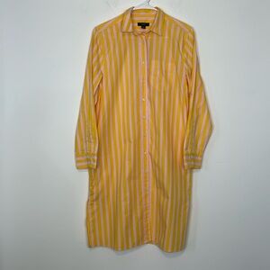 J. Crew Yellow and Pink Striped Button Up Shirtdress. Size XS. NWT.